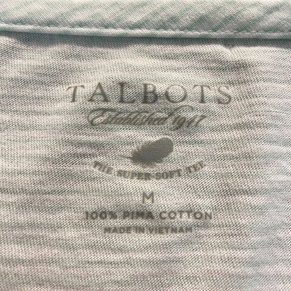 Talbots Women's Light Green Striped Semi Sheer Short‎ Sleeve Shirt Top Blouse M - Picture 2 of 10